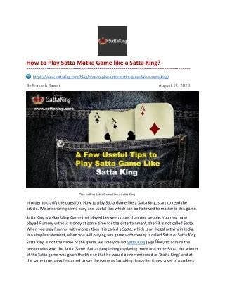 PlayLikeKing Satta .